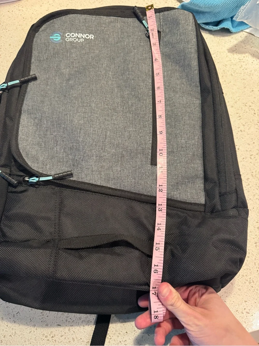 Connor Group Branded Laptop Backpack – Gray & Black Business Travel Bag 13x17x3